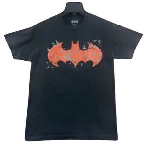 DC Comics Batman Shirt Mens Medium Black Crew Neck Short Sleeve Graphic Logo